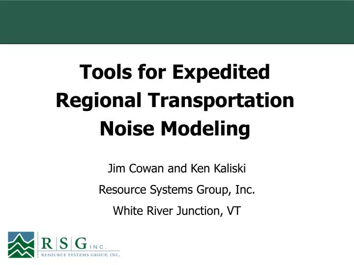 tools for expedited regional transportation noise modeling
