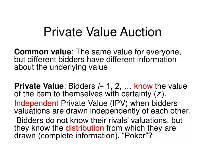 private value auction
