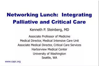 Networking Lunch: Integrating Palliative and Critical Care