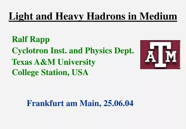 light and heavy hadrons in medium