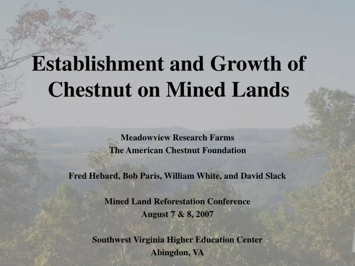 establishment and growth of chestnut on mined lands