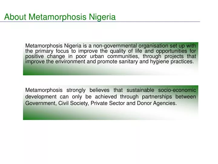 about metamorphosis nigeria