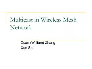 Multicast in Wireless Mesh Network