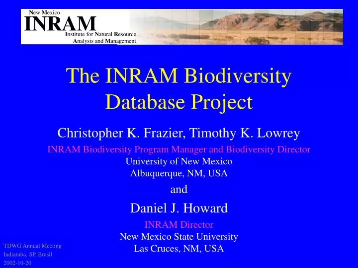 the inram biodiversity database project