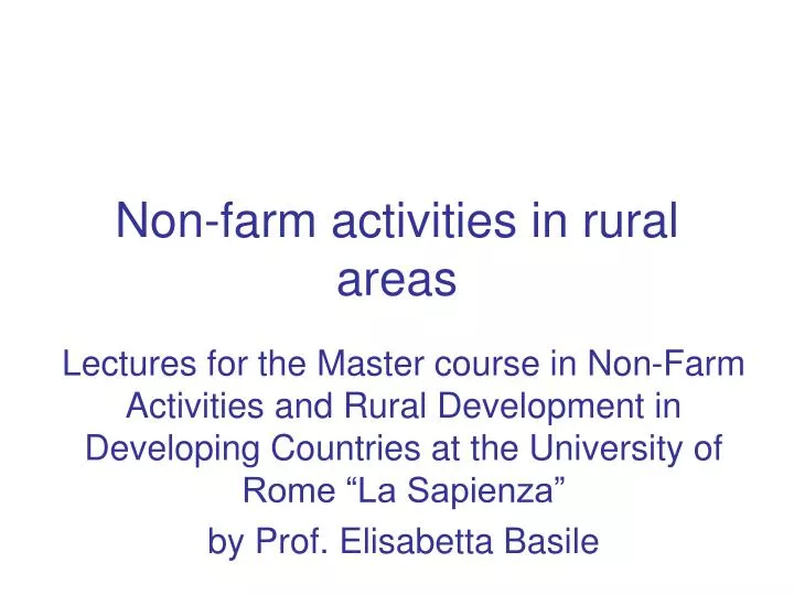 non farm activities in rural areas