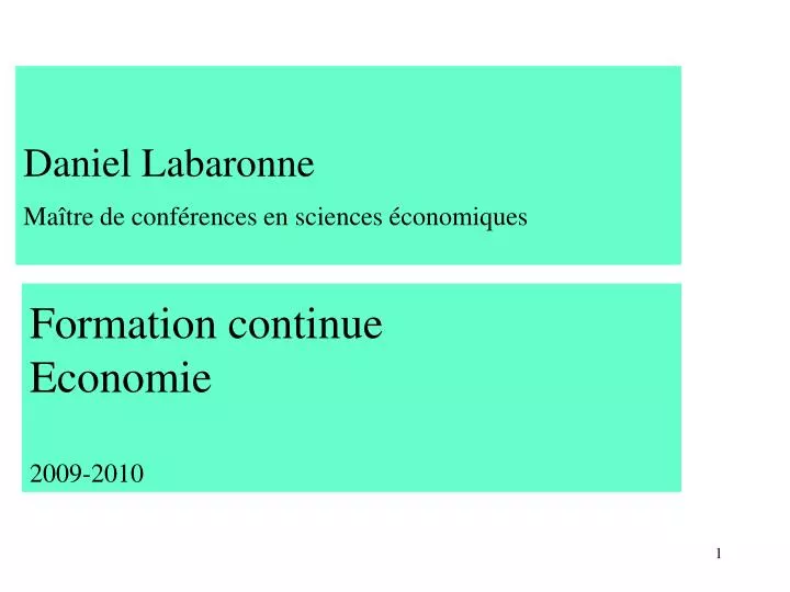formation continue economie 2009 2010