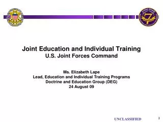 Joint Education and Individual Training U.S. Joint Forces Command