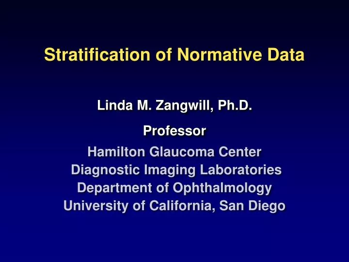 stratification of normative data