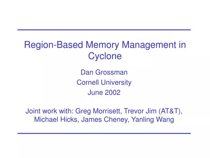 region based memory management in cyclone