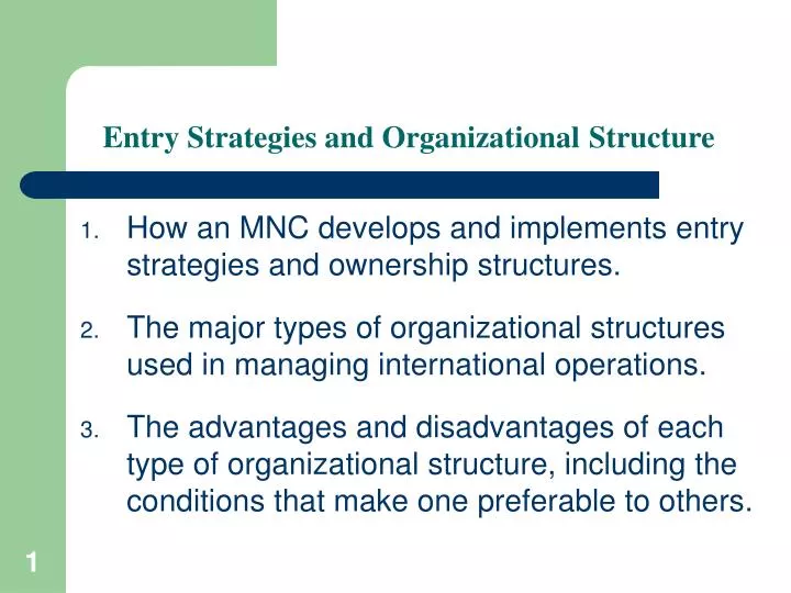 entry strategies and organizational structure