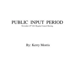 PUBLIC INPUT PERIOD November 25 th 2013 Regular Council Meeting