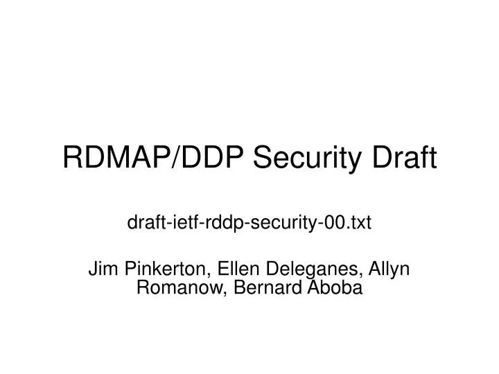 rdmap ddp security draft