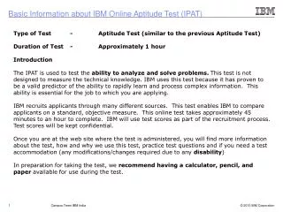 Type of Test	-	Aptitude Test (similar to the previous Aptitude Test)