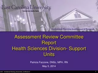 Assessment Review Committee Report Health Sciences Division- Support Units