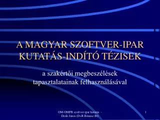 a magyar szoftver ipar kutat s ind t t zisek
