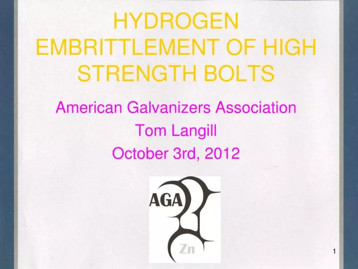 hydrogen embrittlement of high strength bolts