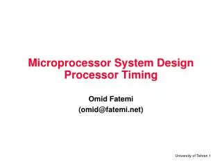 Microprocessor System Design Processor Timing