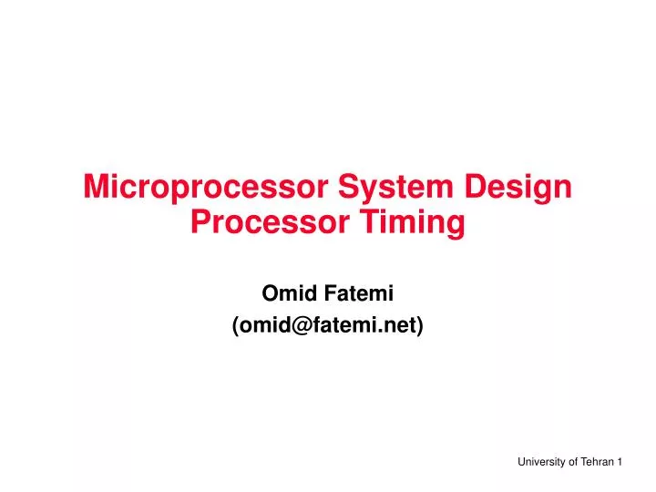 microprocessor system design processor timing