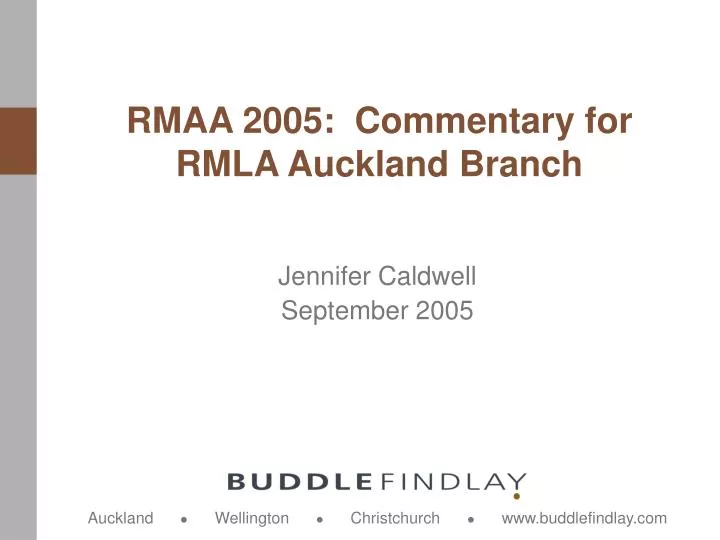 rmaa 2005 commentary for rmla auckland branch