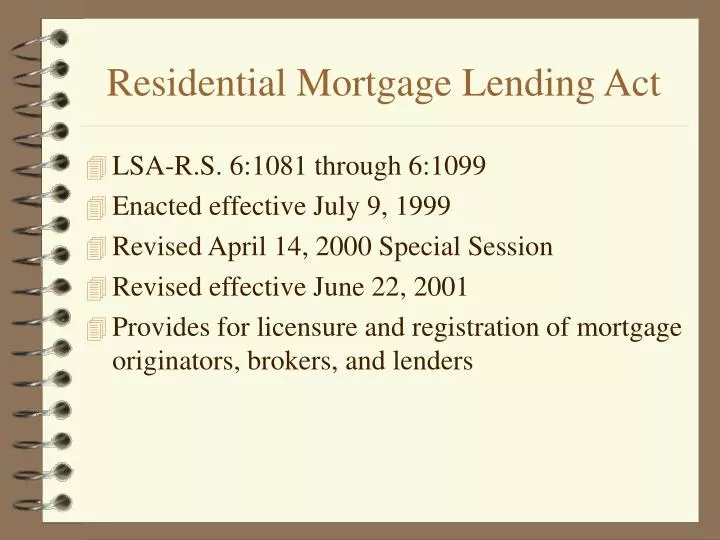 residential mortgage lending act