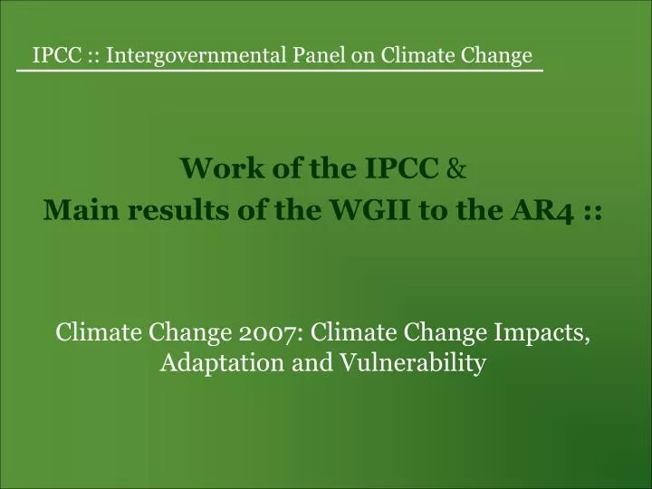 ipcc intergovernmental panel on climate change