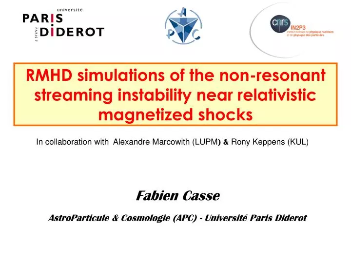 rmhd simulations of the non resonant streaming instability near relativistic magnetized shocks