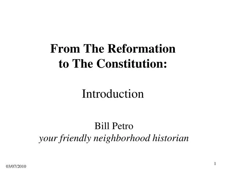 from the reformation to the constitution introduction