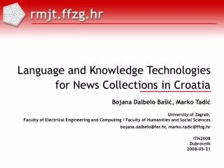 Language and Knowledge Technologies for News Collections in Croatia