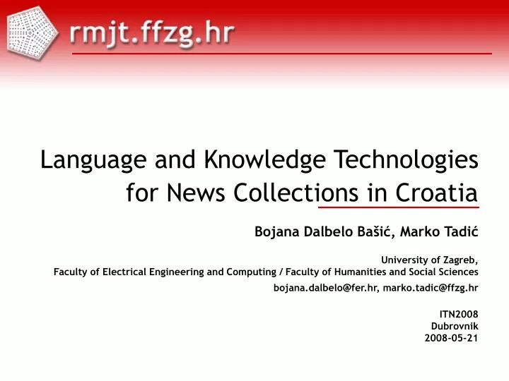 language and knowledge technologies for news collections in croatia