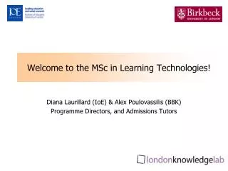 Welcome to the MSc in Learning Technologies!