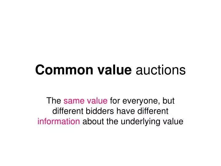 common value auctions