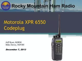 Motorola XPR 6550 Codeplug