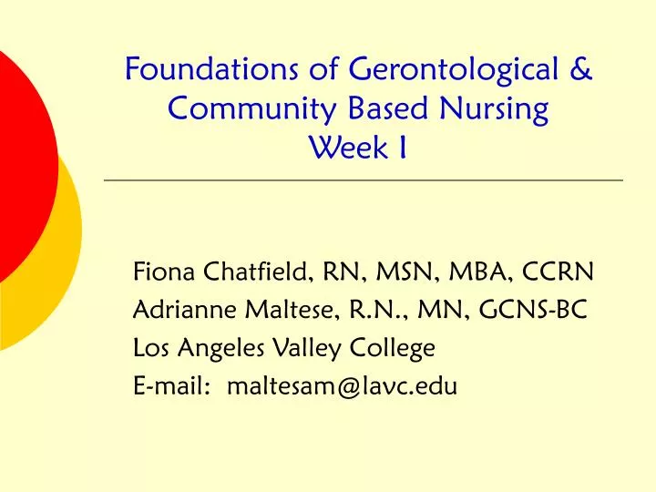 foundations of gerontological community based nursing week i