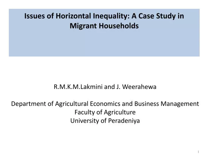 issues of horizontal inequality a case study in migrant households