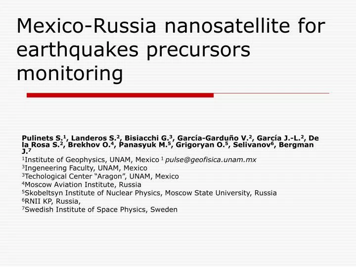 mexico russia nanosatellite for earthquakes precursors monitoring