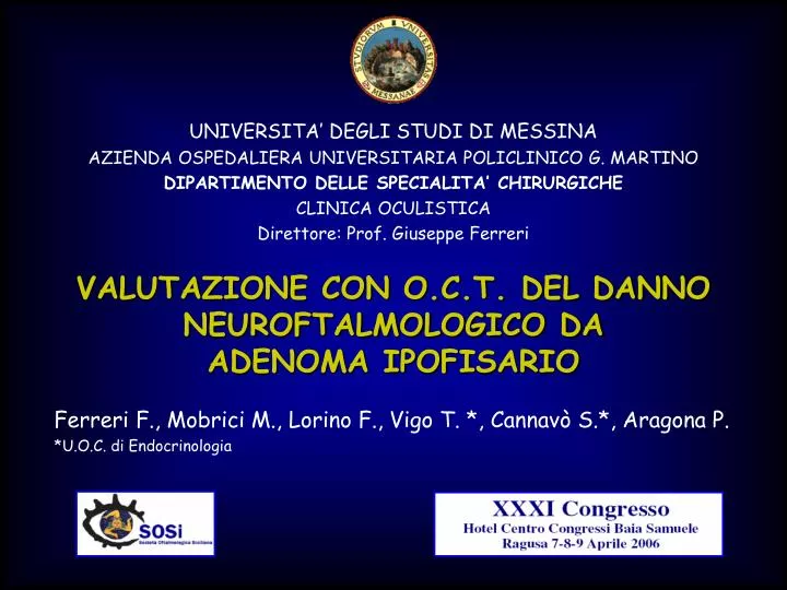 valutazione con o c t del danno neuroftalmologico da adenoma ipofisario