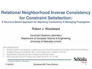 Robert J. Woodward Constraint Systems Laboratory Department of Computer Science &amp; Engineering