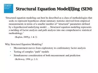 Structural Equation Model[l]ing (SEM)