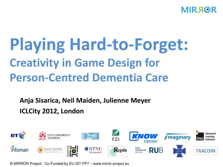 playing hard to forget creativity in game design for person centred dementia care