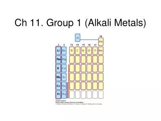 Ch 11. Group 1 (Alkali Metals)