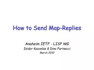 How to Send Map-Replies