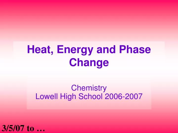 heat energy and phase change