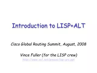 Introduction to LISP+ALT