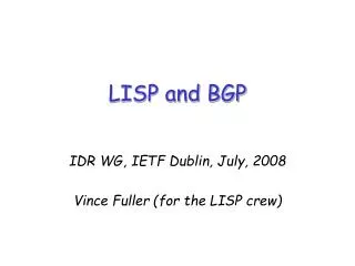 LISP and BGP