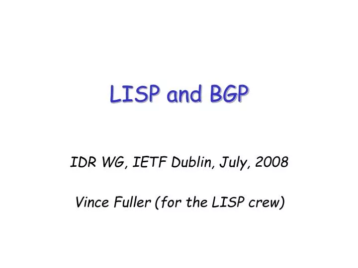 lisp and bgp