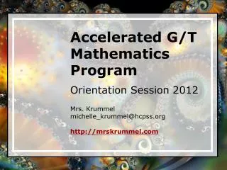 Accelerated G/T Mathematics Program
