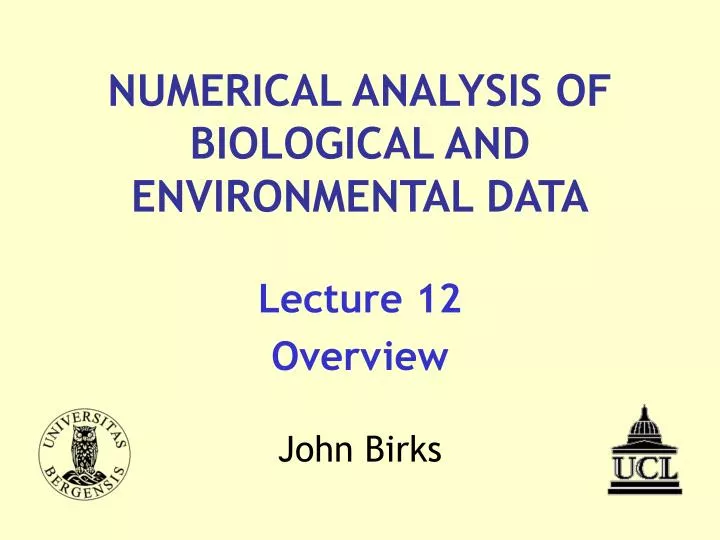 numerical analysis of biological and environmental data
