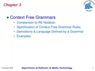 Context Free Grammars Comparison to RE Notation Specification of Context Free Grammar Rules