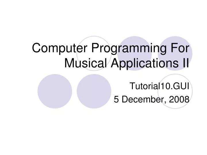 computer programming for musical applications ii