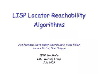 LISP Locator Reachability Algorithms